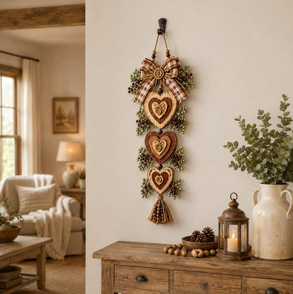 Rustic Engineered Wood Wall Hanging Farmhouse Layered Door Hanging - Heart