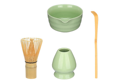 5Pcs Matcha Set Whisk Bowl Spout Scoop Green