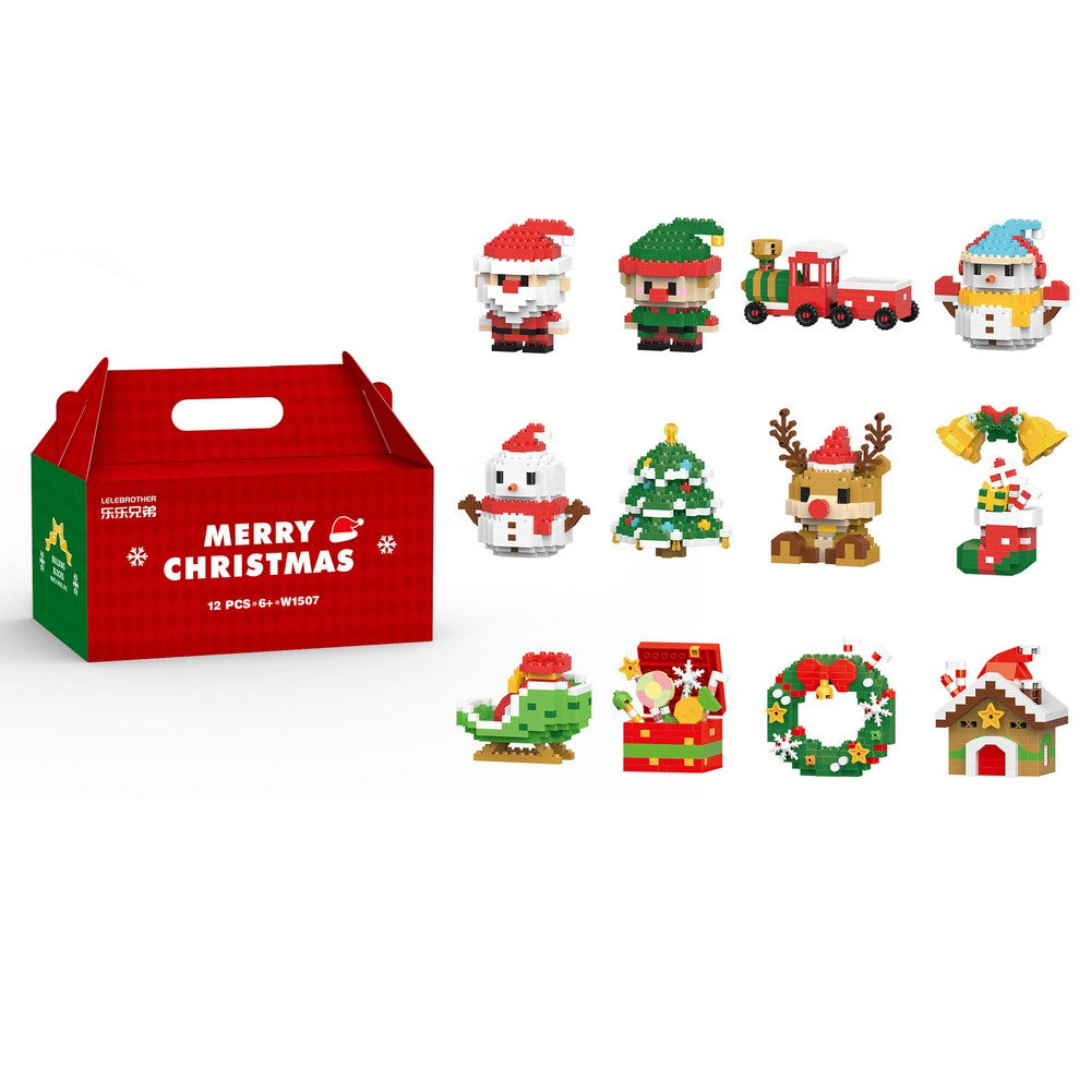 12Pcs Building Blocks Set Santa Claus Birthday Christmas Stocking Stuffers Gifts