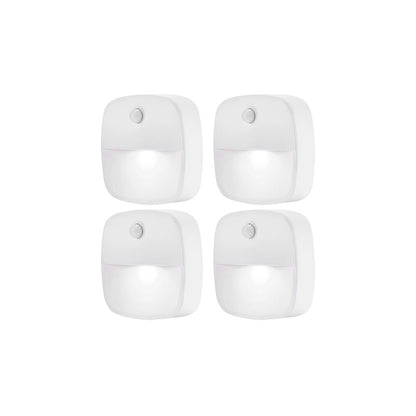 4pcs Motion Sensor Closet Lights Indoor Stair Lights Cordless LED Step Night Light for Under Cabinet Hallway-White