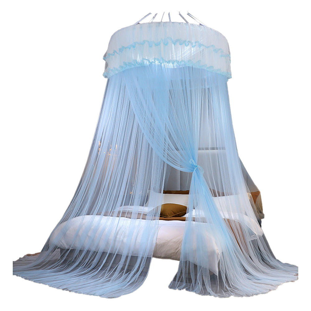 Lace Bed Canopy Drapes Dome Mosquito Net Hanging Bed Curtain Light Blue