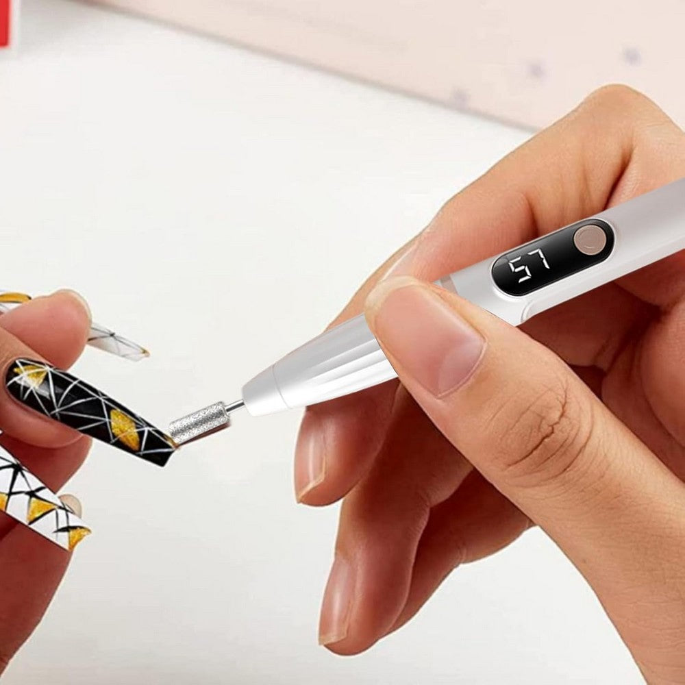 Portable Electric Nail Drill Nail File Kit for Pedicure and Polishing-white