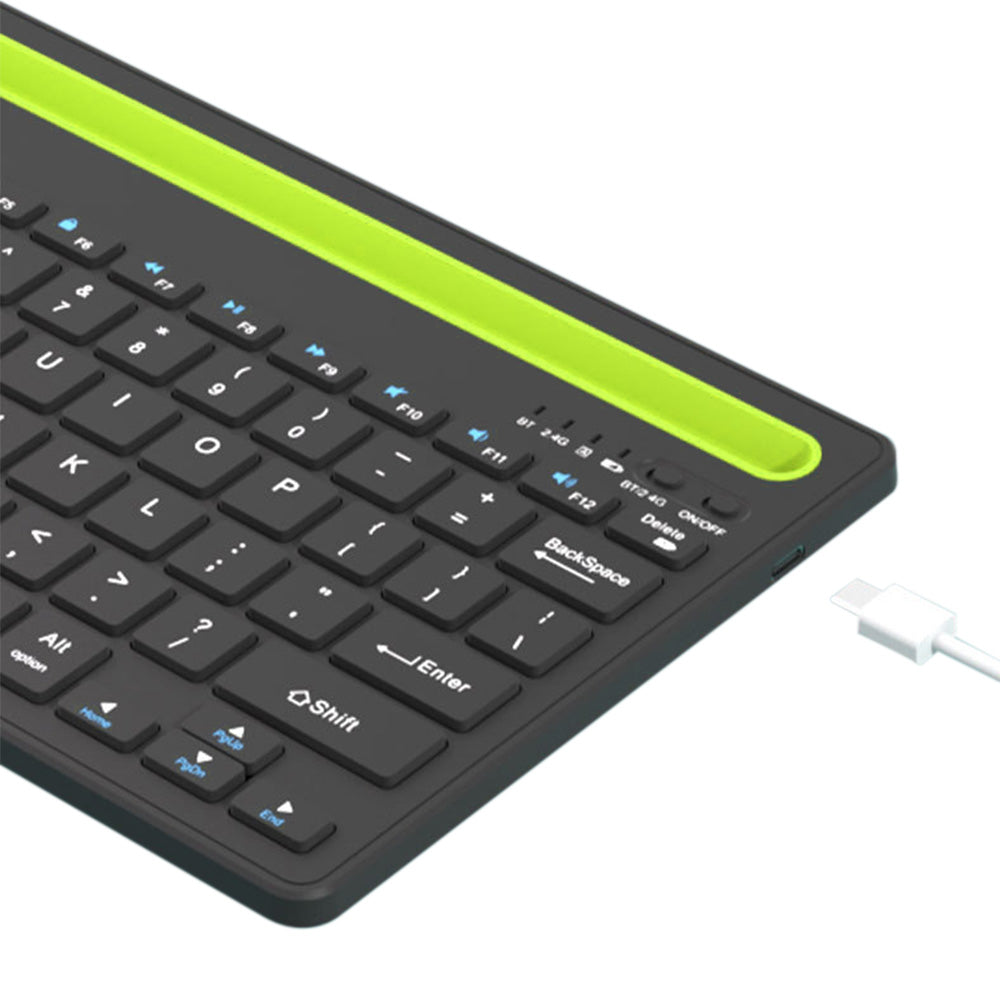 Wireless Keyboard with Phone and Tablet Stand for Windows MacOS iOS iPad-Green