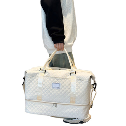 2Pcs Travel Duffle Bag Weekender Bags for Women with Shoe Compartment Hospital Bags-White