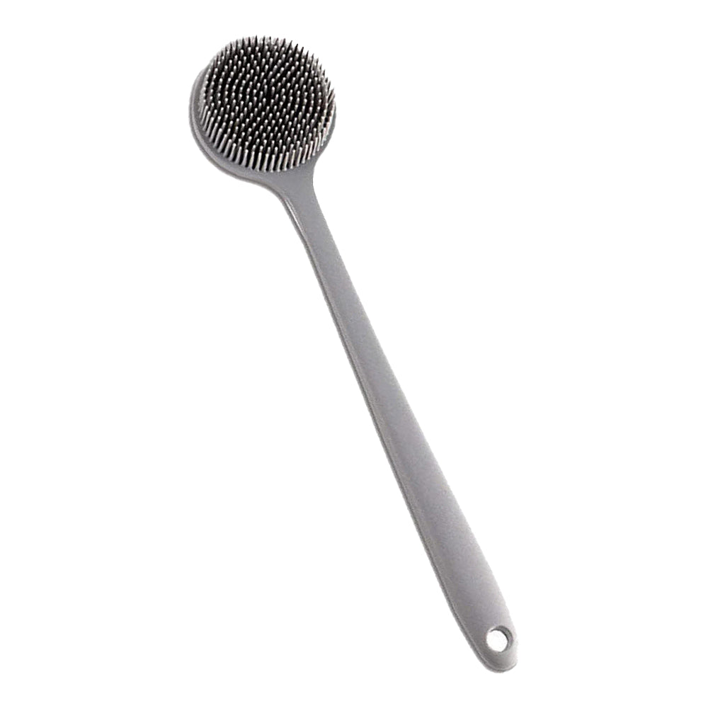 Long Handle Bath Shower Brush Silicone Body Brush Back Scrubber Gray