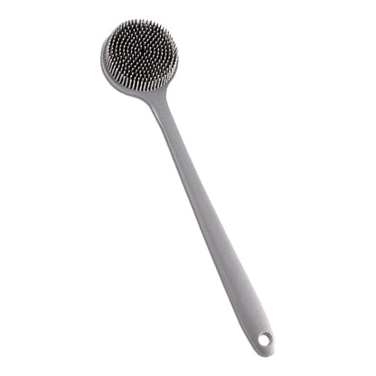 Long Handle Bath Shower Brush Silicone Body Brush Back Scrubber Gray