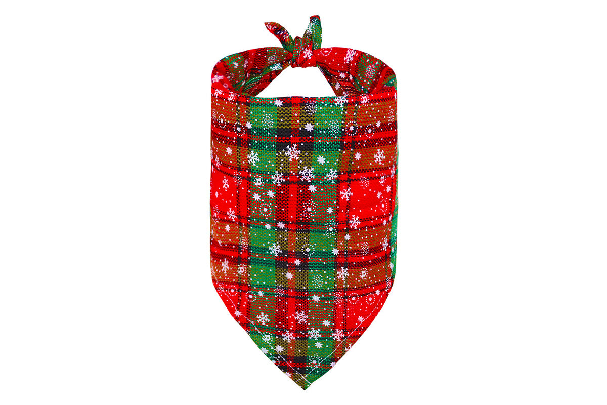 4Pcs Snowflakes Christmas Dog Bandana Buffalo Plaid Pet Scarf Dog Triangle Bandana-Each of Style