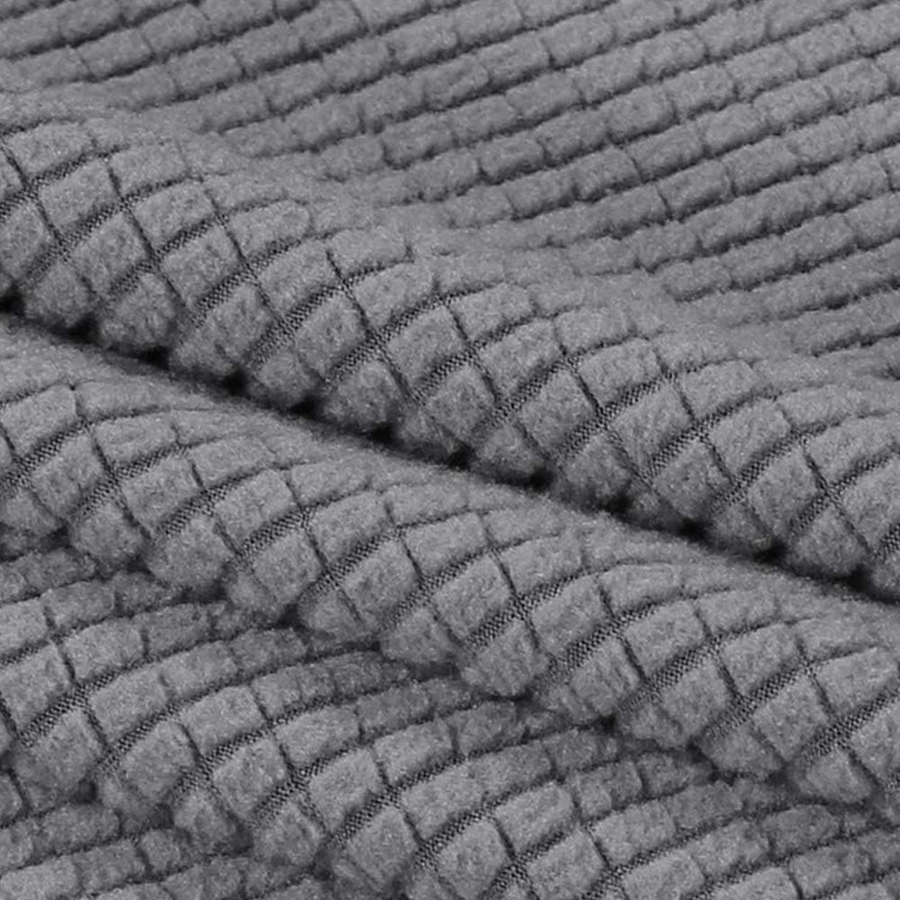 Square Ottoman Cover Stretch Textured Slipcover for Footstool Light Gray M