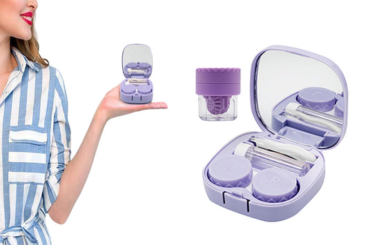 Travel Contact Lens Case Kit Contact Lens Storage Box With Mirror-Purple