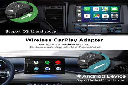 2 in1 Wireless Carplay Adapter USB Type-C Bluetooth Dongle for iPhone Android Auto -Black
