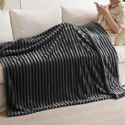 Cozy Plush Throw Blanket Fuzzy Bubble Blanket for Sofa Bedroom Living Room Dark Gray