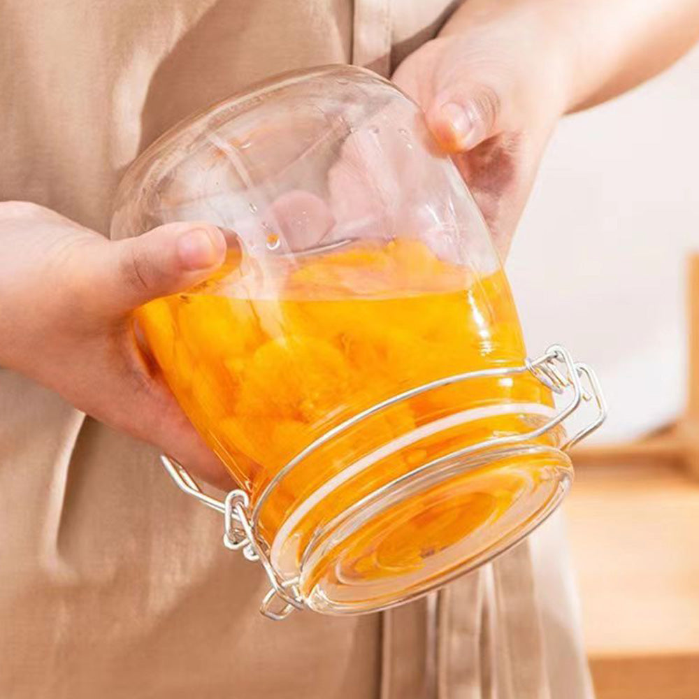 Clear Glass Airtight Storage Jar with Clamp Lid and Silicone Seal