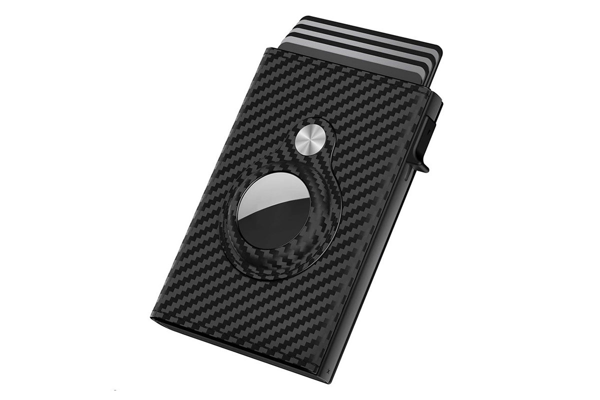 Smart Wallet for AirTag RFID Blocking Leather Card Holder with ID Window Cash Slot