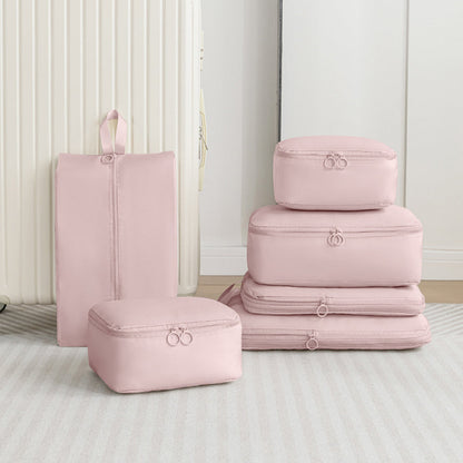 6Pcs Set Packing Cubes for Suitcases Travel Luggage Organizers Clothing Sorting Bags Pink