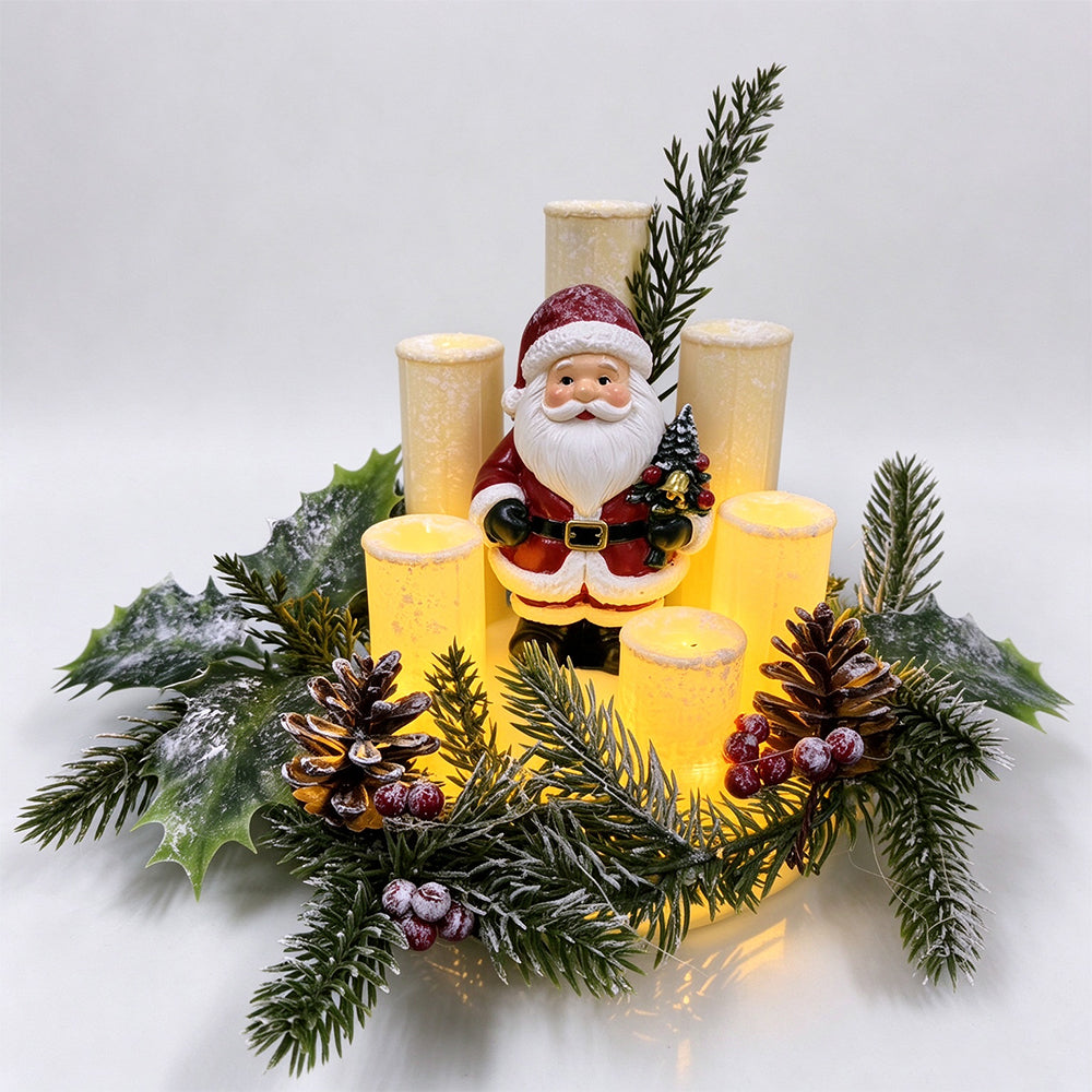 Christmas Decoration Candle Light Resin Christmas Table Centerpieces - Santa
