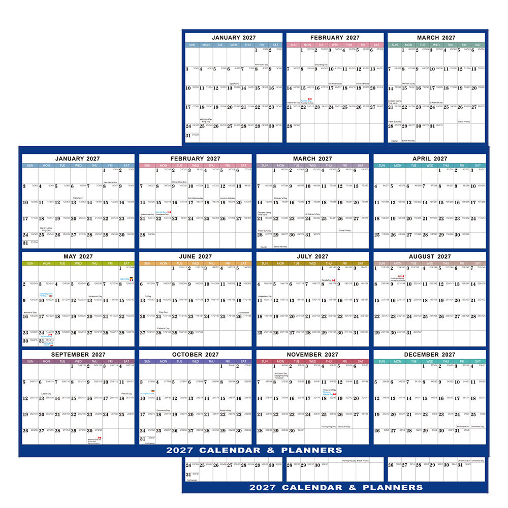 2027 Double Sided Dry Erase Wall Planner Calendar
