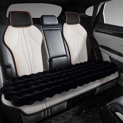3Pcs Faux Fur Plush Car Seat Cushion Set Non Slip Seat Protector for Winter-Black