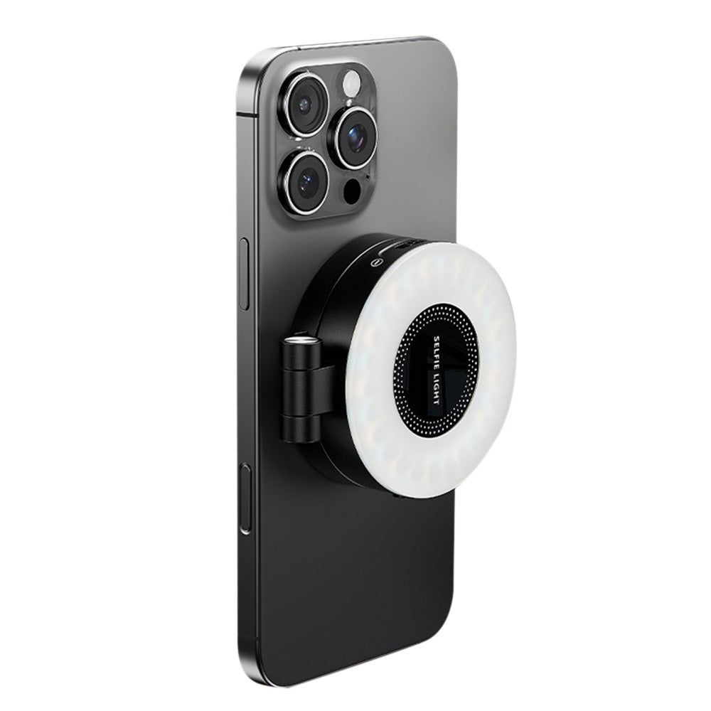Phone Selfie Light Rechargeable Folding Phone Fill Light With Mirror-Black