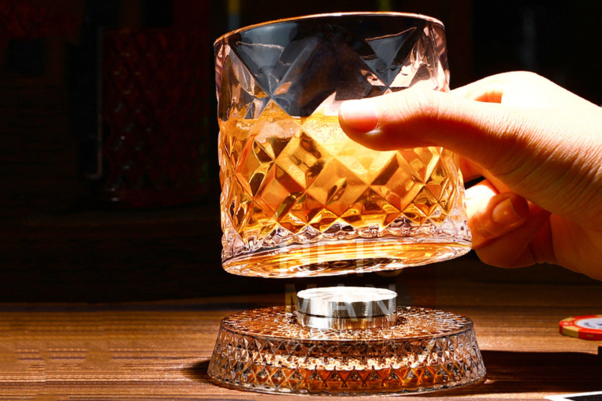 270ML Rotating Transparent Whiskey Glass - Gemstone Style