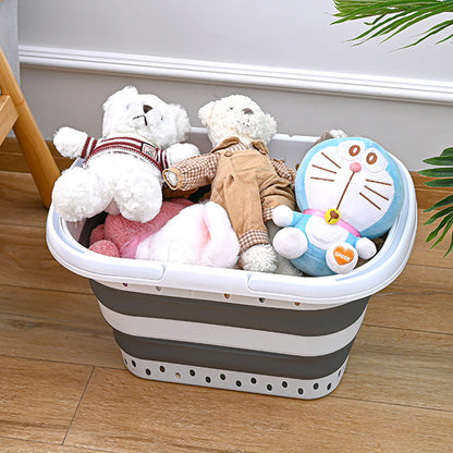 Foldable Collapsible Laundry Basket with Handle for Space Saving Storage-Grey