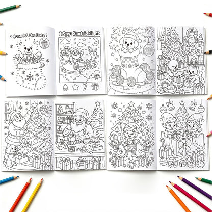 10Pcs Christmas Coloring Books Santa Claus Snowman Designs Holiday Gift