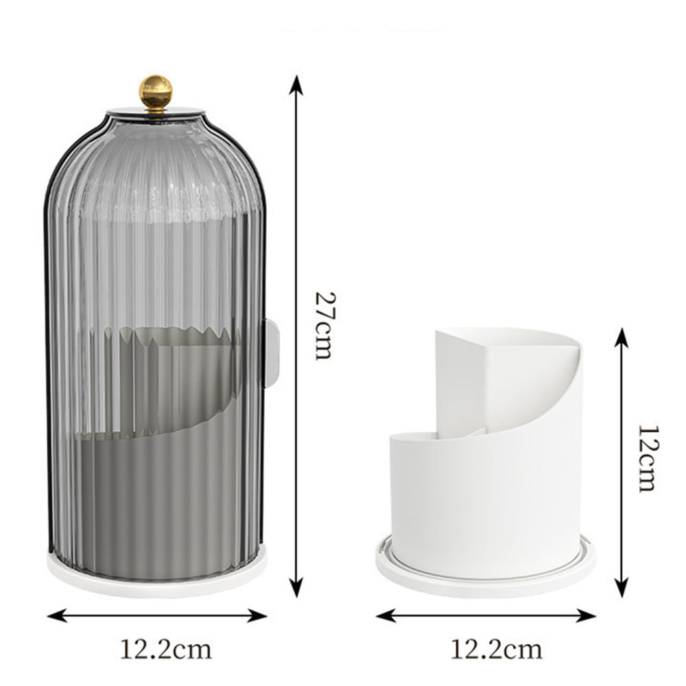 Sliding Lid Organizer 180 Degree Rotating Toothbrush Holder for Bathroom Counter-Black