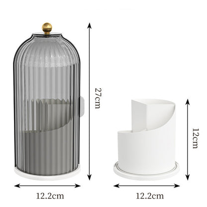 Sliding Lid Organizer 180 Degree Rotating Toothbrush Holder for Bathroom Counter-Black