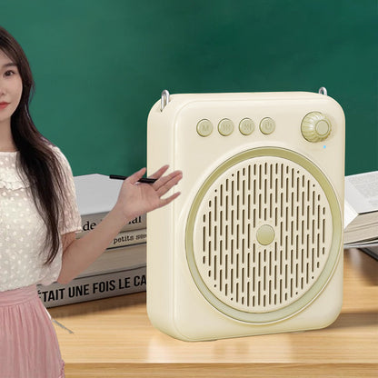 Portable Bluetooth Voice Amplifier Rechargeable Speaker with Wired Microphone Beige