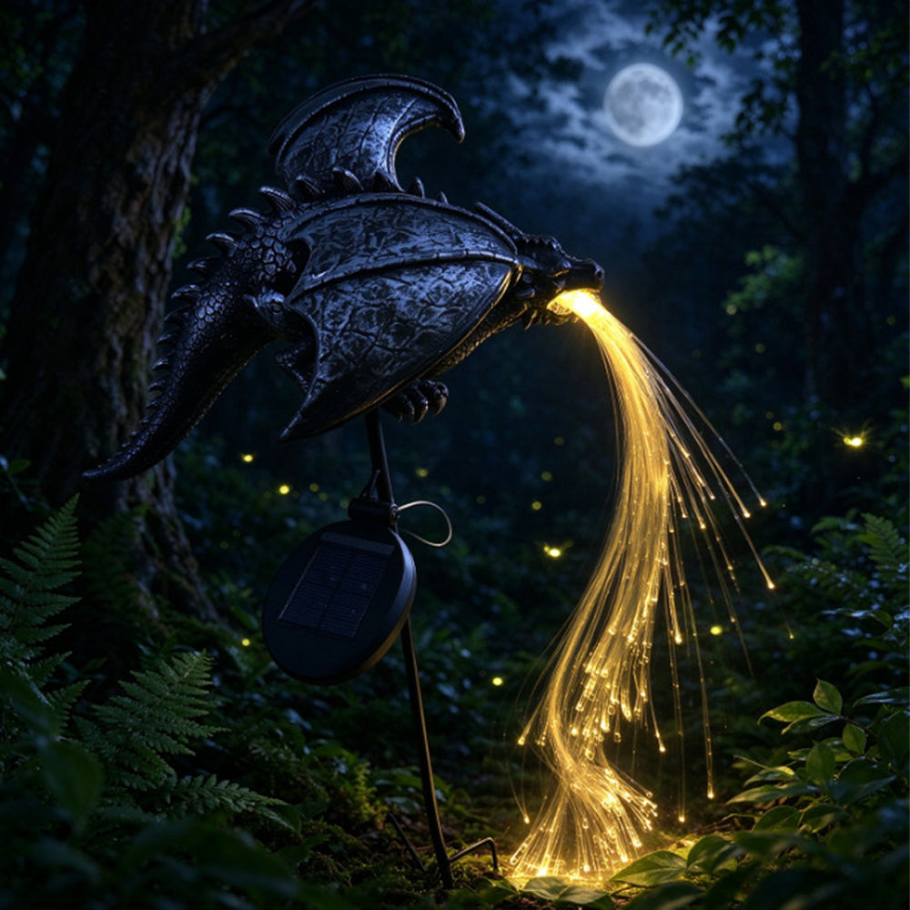 Solar Fire Breathing Dragon Garden Light Resin Solar Dragon Light