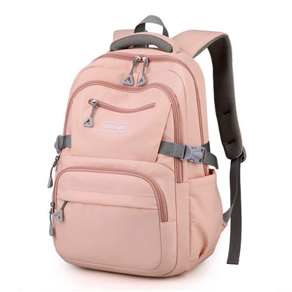 Solid Nylon Backpack Teenage Girls School Shoulder Bag Pink