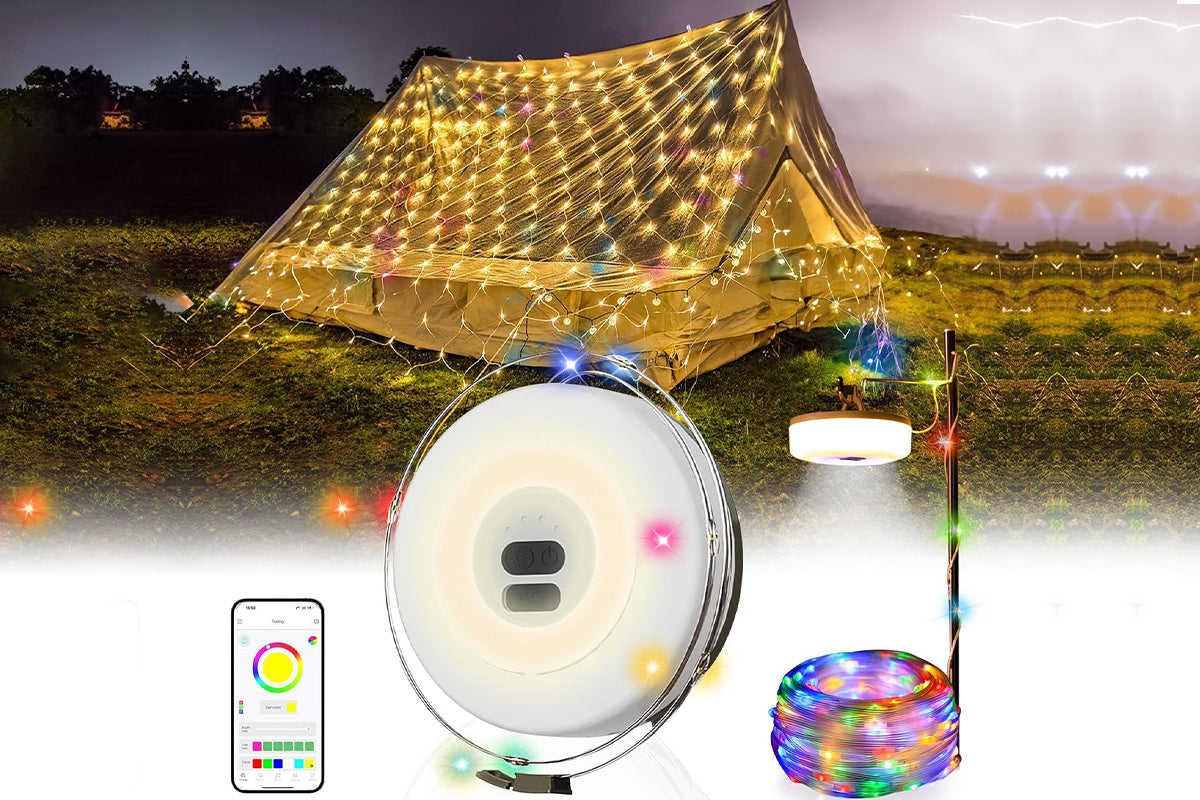 Rechargeable Camping String Light 7M 58LED APP Control RGB Tent Fairy Lights for Outdoor Garden Party Yard Hiking