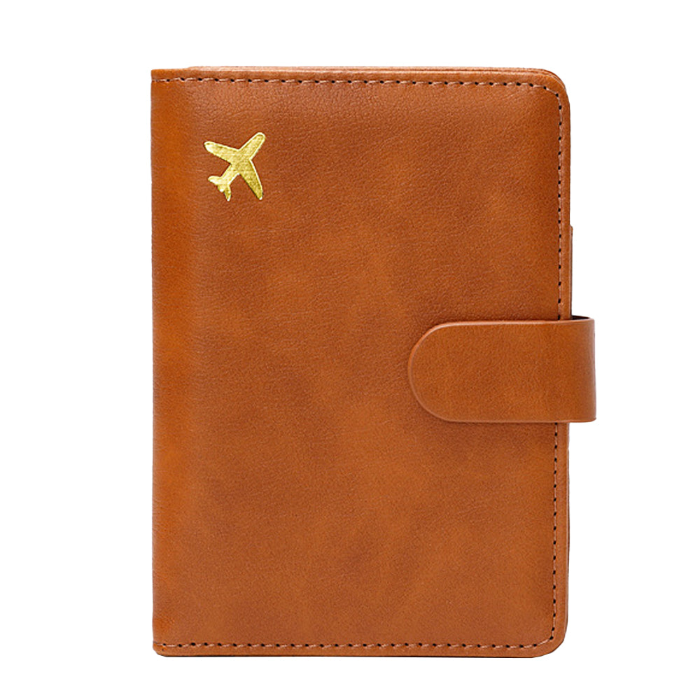 RFID Blocking Card Holder Travel Wallet for Women Men Light Brown