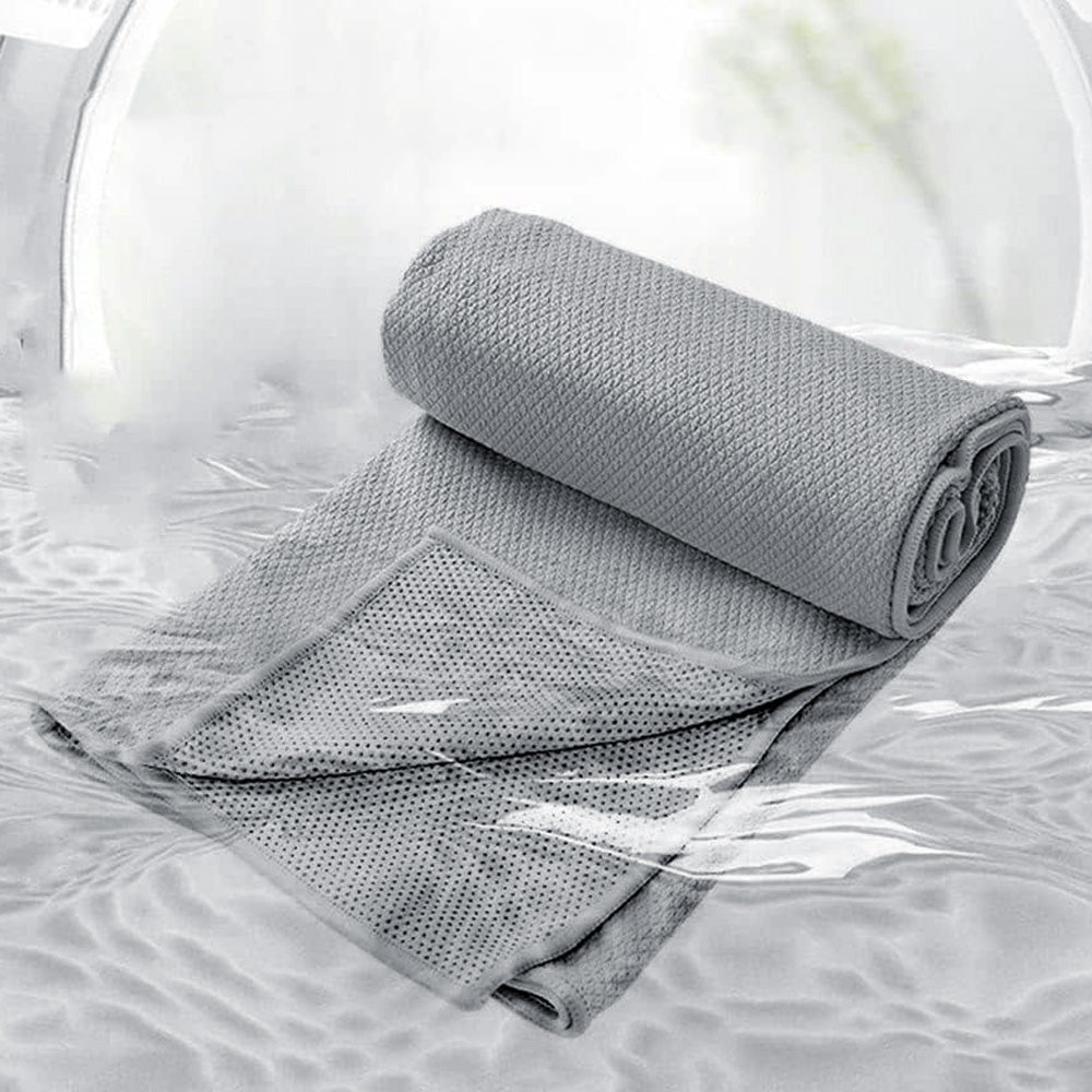 Hot Yoga Towel Microfiber Sweat Anti-Slip Yoga Mat Towels for Bikram Pilates-Grey