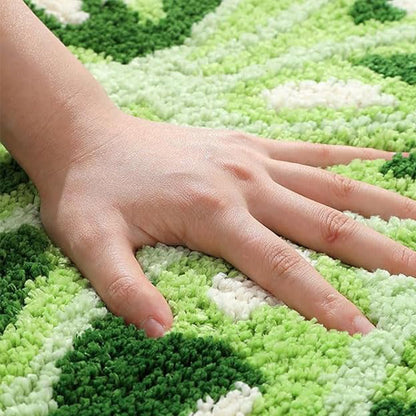 Faux Sherpa Bathroom Mat Monstera Leaf Design Non Slip Washable Rug for Bathroom Floor