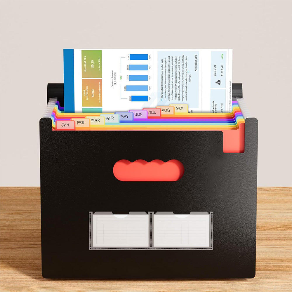 13 Pockets Accordion File Organizer Expanding File Folder Large Capacity Document Storage