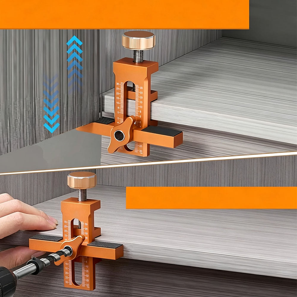 Cabinet Door Mounting Alignment Tool with Measurement Scale - Orange