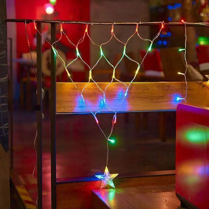 Solar Powered Star String Lights Outdoor Hanging Net Mesh Fairy Lights Multicolor