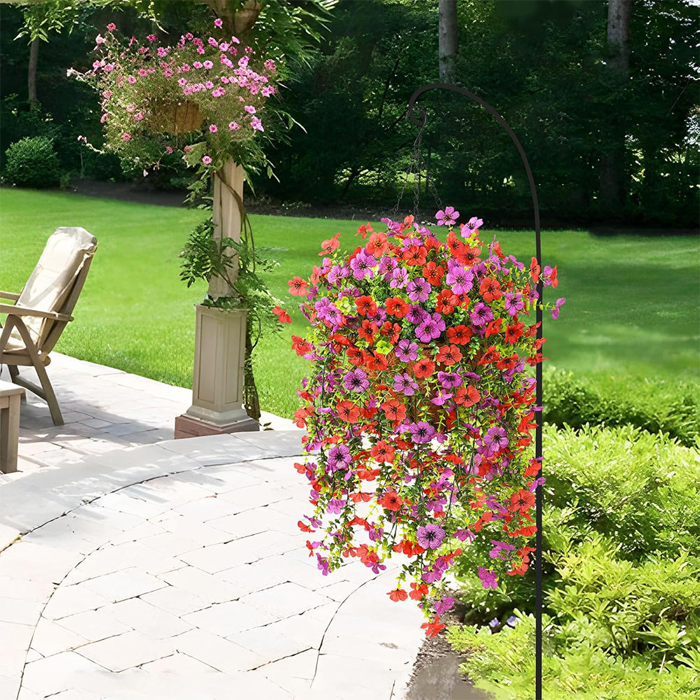 2Pcs Artificial Flowers Outdoor Hanging Faux Floral Decor for Planter Basket Window Box-Red