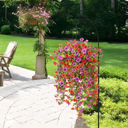 2Pcs Artificial Flowers Outdoor Hanging Faux Floral Decor for Planter Basket Window Box-Red