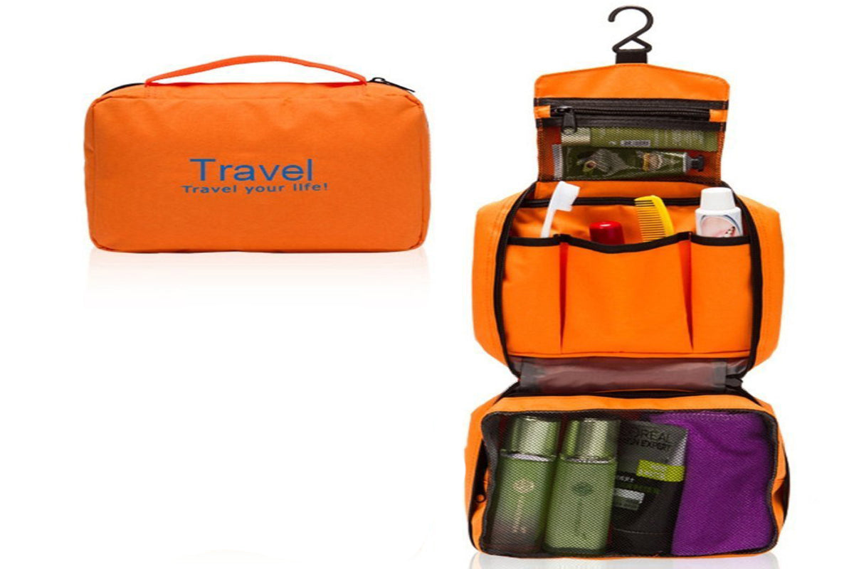 Travel Toiletry Bag for women Portable Hanging Organizer-Orange