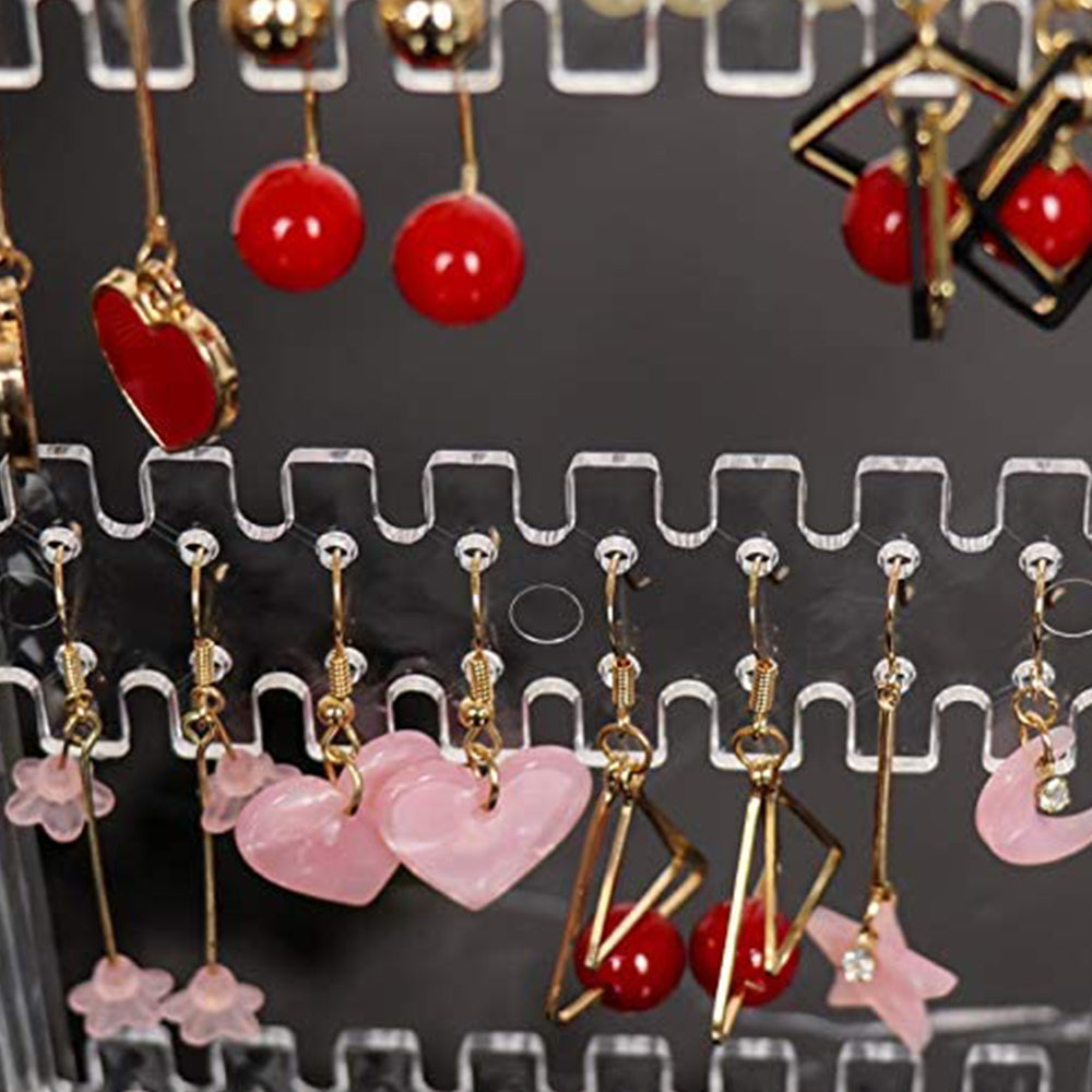 Acrylic Earrings Holder for Women Doors Foldable Screen Necklace Display Rack-White