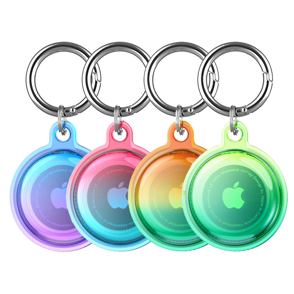 4 Pcs for Airtags Keychain Water-resistant Holder Case Dog Tag Tracker Compatible with Airtag-Gradient blue and purple