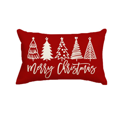 Merry Christmas Throw Pillowcase Rectangle Lumbar Cushion Cover for Winter Holidays Style 4