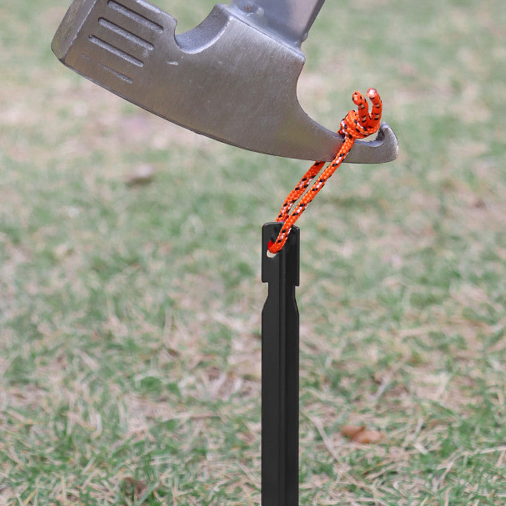 8Pcs Aluminum Alloy Tent Stakes Outdoor Camping Trip Tent Peg with Rope Black