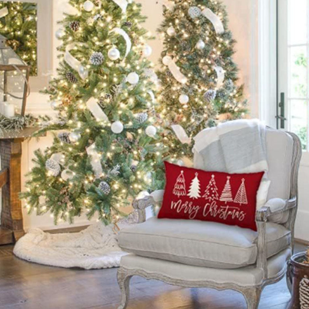 Merry Christmas Throw Pillowcase Rectangle Lumbar Cushion Cover for Winter Holidays Style 4