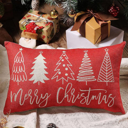 Merry Christmas Throw Pillowcase Rectangle Lumbar Cushion Cover for Winter Holidays Style 4