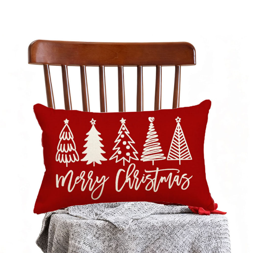 Merry Christmas Throw Pillowcase Rectangle Lumbar Cushion Cover for Winter Holidays Style 4