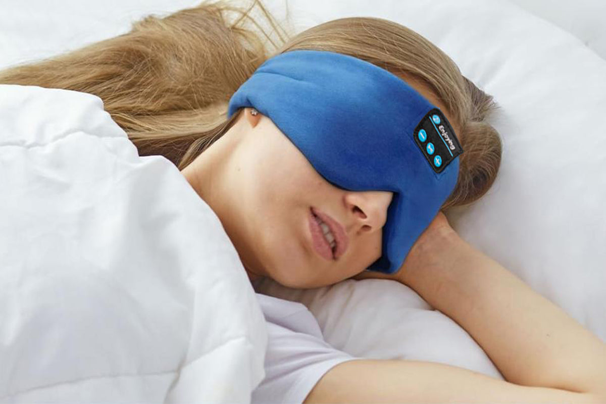 Bluetooth Sleep Mask with Headphones Music Eye Mask for Sleeping Travel Meditation -Blue