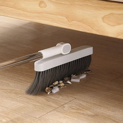 180-Degree Rotating Broom and Foldable Standing Dustpan Set with Scraper for Home Office White