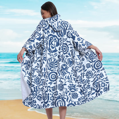 Unisex Hooded Towel Poncho Swim Parka for Adults - Floral